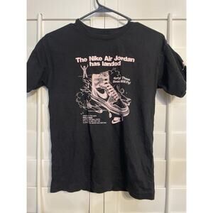 Air Jordan Nike Shirt Boys Kids Large Black Tee Basketball Athletic Sports Wear